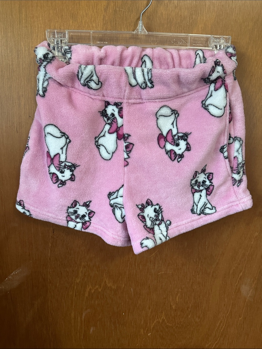 Disney Pink Fleece Lounge Shorts with Marie Cat Print